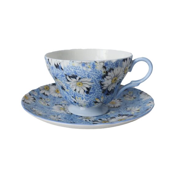 Vintage Shelley Blue Daisy Tea Cup and Saucer Teacup Tea Party Gift - Picture 1 of 5